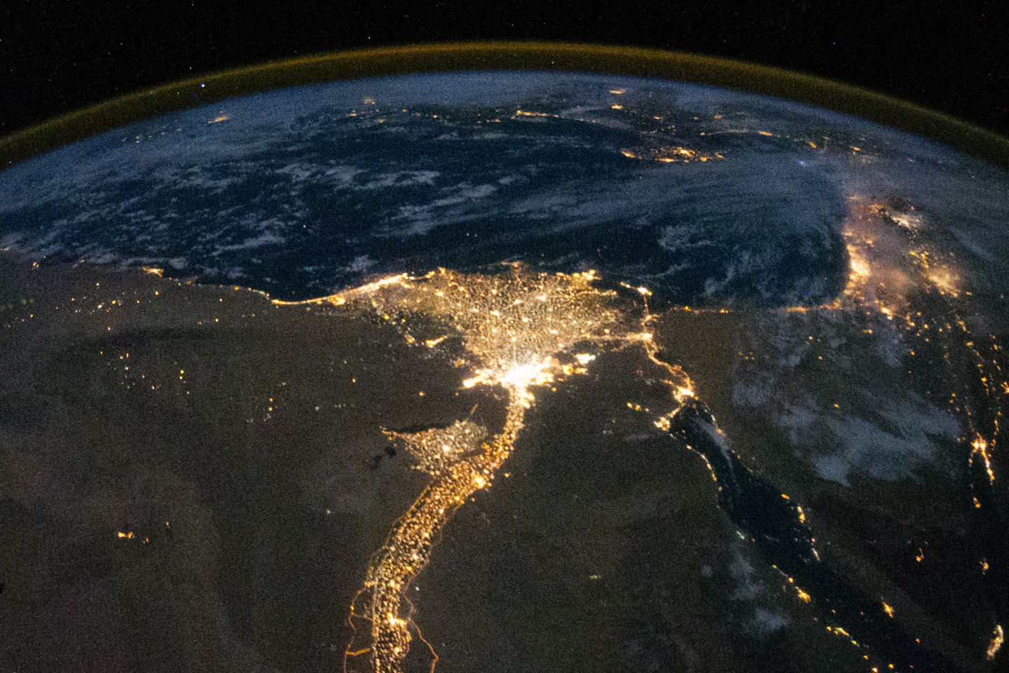 Satellite view of Israel and the Middle East