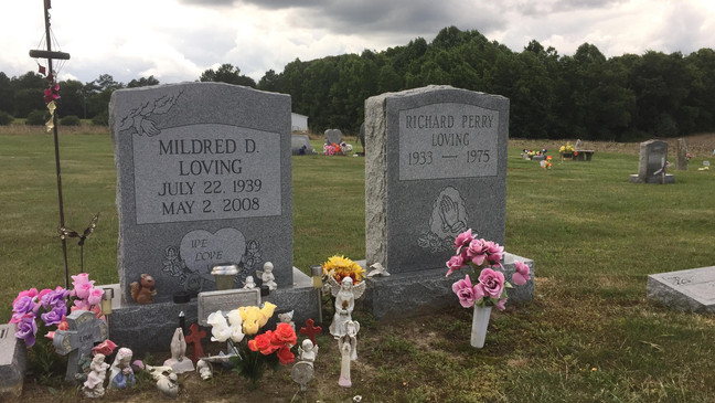loving's headstones at a rural cemetery in Virginia
